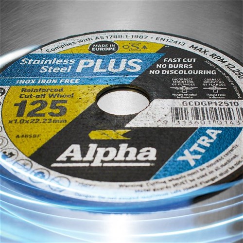 Alpha Stainless Steel Plus | 125 x 1.0mm Cutting Disc - 10 Pack