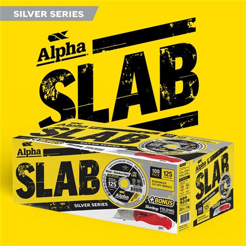 Alpha SLAB | 125x1.0mm Silver Series Cutting Disc x100 | Bonus Sterling Folding Utility Knife