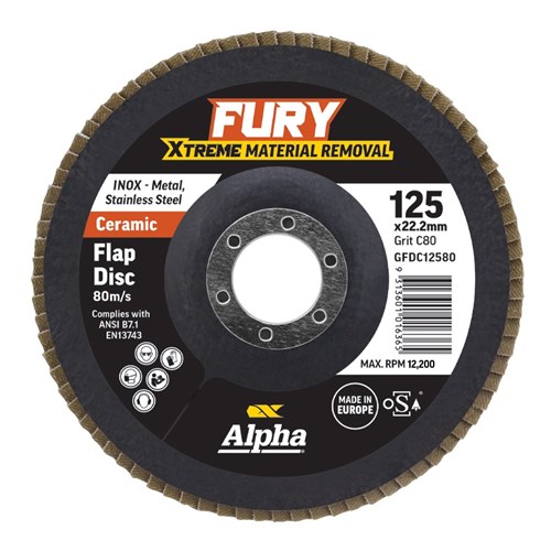 Fury Ceramic Flap Disc | 125mm C80 Grit