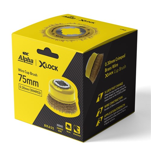 Alpha Cup Brush X-Lock 75mm Brass Wire | 0.30mm Crimped