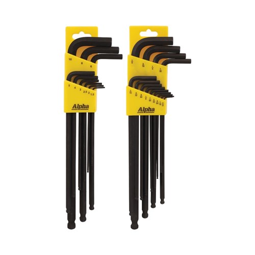 9 Piece Metric & 13 Piece Imperial Hex Key Set Combo - 1.5 - 10mm & 0.05 - 3.8in | Carded