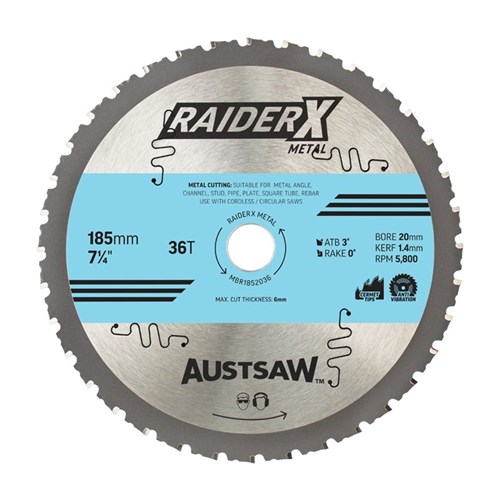 Austsaw RaiderX Metal Blade 185mm x 20 x 36T