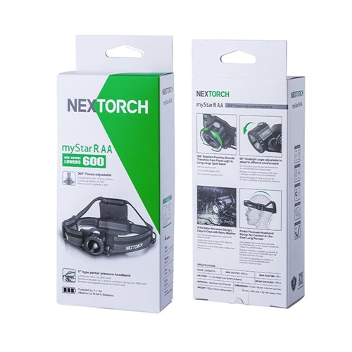 Nextorch myStar R | 360 Degree Focus Adjustable AA Headlamp | 3 x Non-Rechargable Batteries Incl.