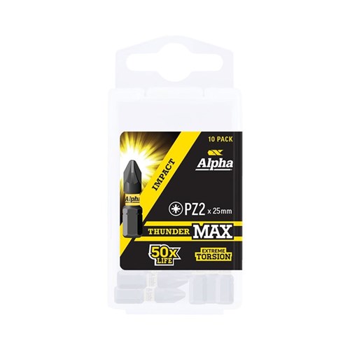 ThunderMax PZ2 x 25mm Impact Insert Bit Handipack (x10)