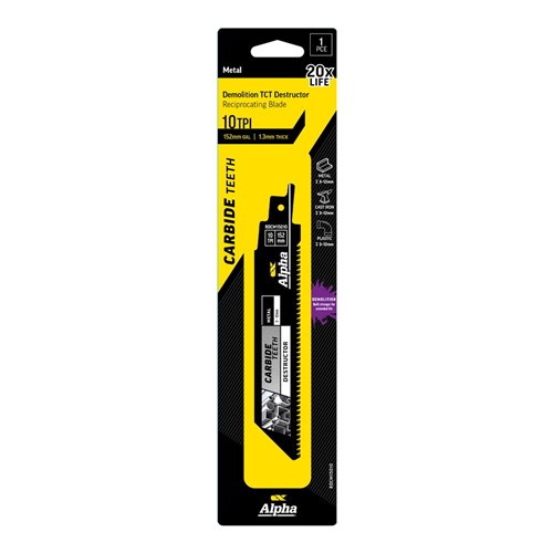 Alpha Carbide Teeth TCT Destructor Metal Recip Blade | 10 TPI - 152mm