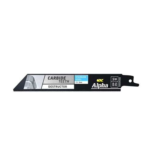 Alpha Carbide Teeth TCT Destructor Stainless Steel Recip Blade | 18 TPI - 152mm