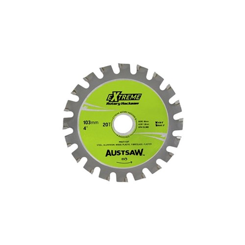 Austsaw - 103mm (4in) Rotary Hacksaw Blade - 16mm Bore - 20 Teeth