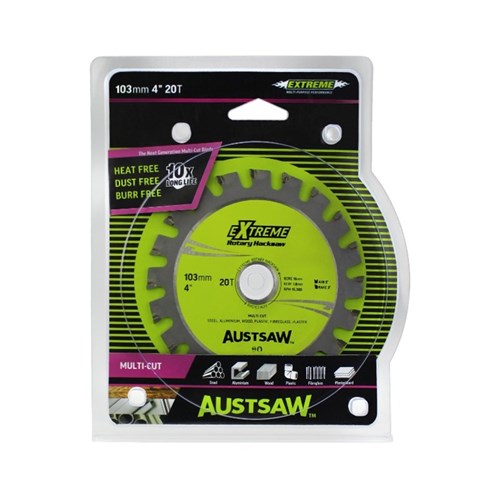 Austsaw - 103mm (4in) Rotary Hacksaw Blade - 16mm Bore - 20 Teeth