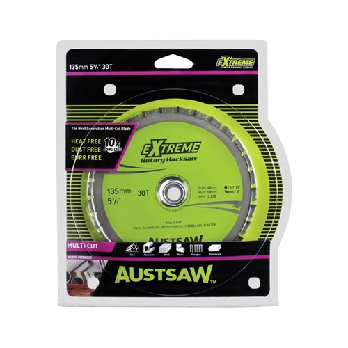 Austsaw - 135mm (5.3in) Rotary Hacksaw Blade - 20/16/10mm Bore - 30 Teeth