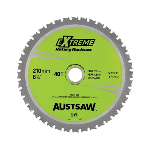 Austsaw - 210mm (8in) Rotary Hacksaw Blade - 25mm Bore - 40 Teeth