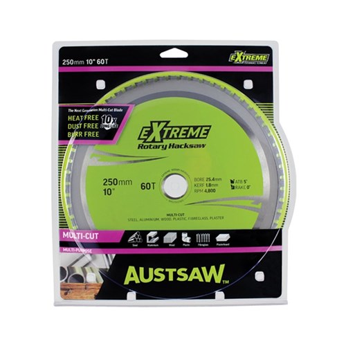 Austsaw - 250mm (10in) Rotary Hacksaw Blade - 25.4mm Bore - 60 Teeth