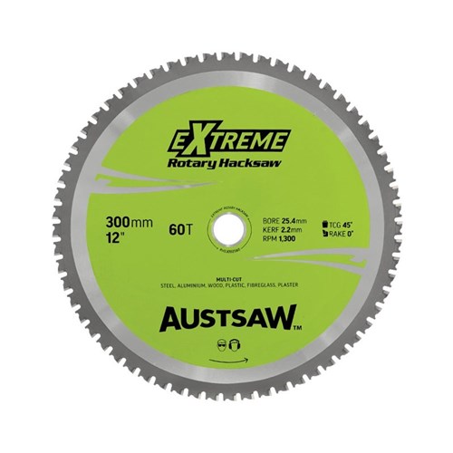 Austsaw - 300mm (12in) Rotary Hacksaw Blade - 25.4mm Bore - 60 Teeth