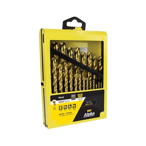 25 Piece | Alpha Gold Series Metric Slimbox Drill Set