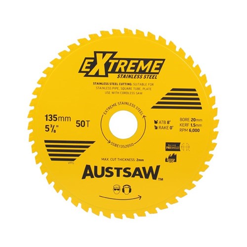 Austsaw Extreme Stainless Steel Blade | 135mm x 20 x 50T