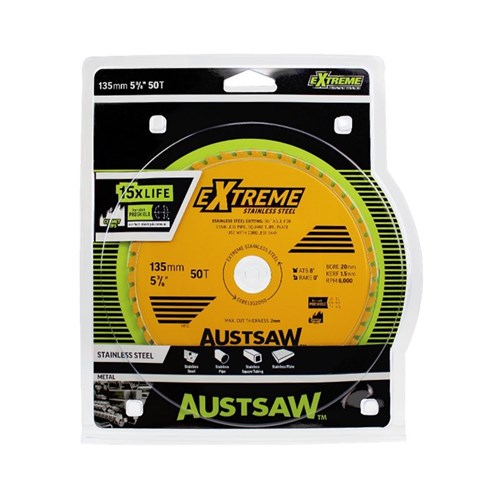 Austsaw Extreme Stainless Steel Blade | 135mm x 20 x 50T