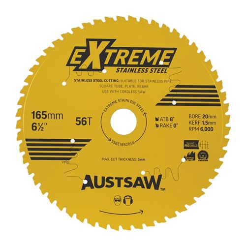 Austsaw Extreme Stainless Steel Blade | 165mm x 20 x 56T
