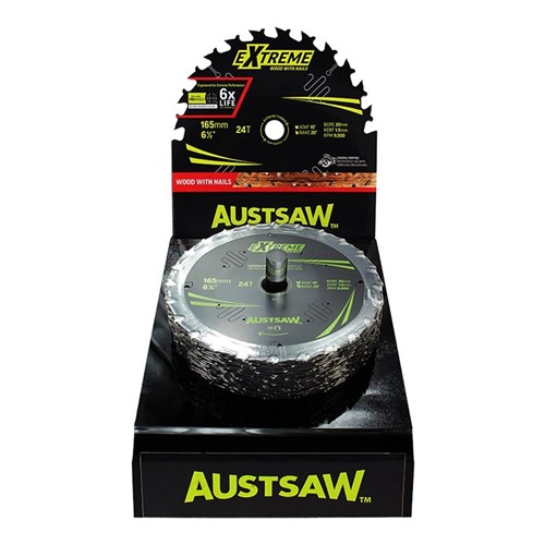 Austsaw Extreme: Wood with Nails Blade 165mm x 20Bore x 24 T Thin Kerf Bulk 20pcs