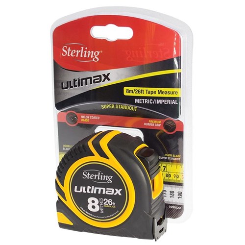 Sterling Ultimax Tape Measure 8m/26ft x 25mm Met/Imp