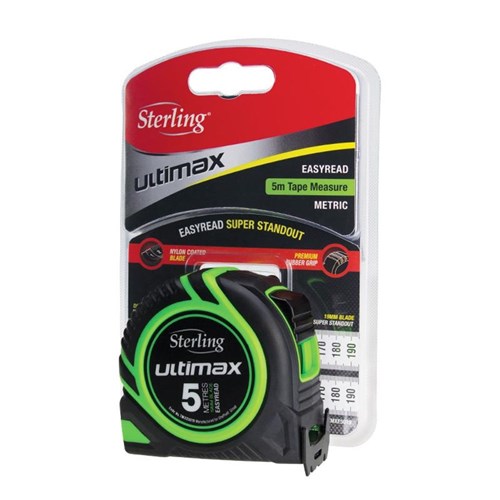 Sterling Ultimax Tape Measure Easyread: 5m x 19mm Metric