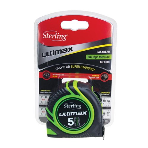 Sterling Ultimax Tape Measure Easyread: 5m x 19mm Metric