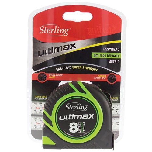 Sterling Ultimax Tape Measure Easyread: 8m x 25mm Metric
