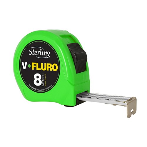 8m x 25mm V-Force Fluro Measuring Tape