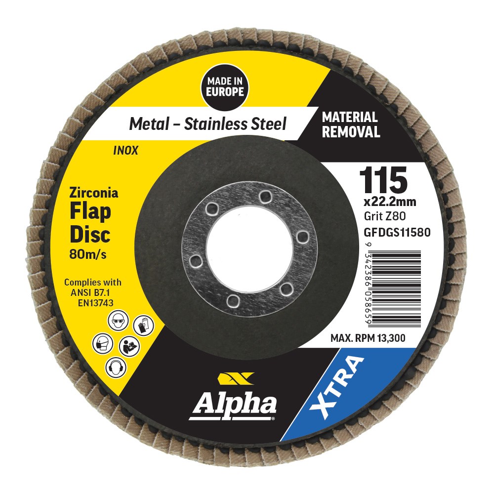 Flap Disc 115mm Z80 Grit Zirconia Xtra Bulk Sheffield Group Tool